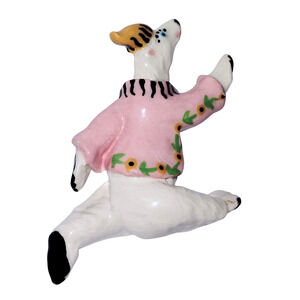 Rare Vtg Parrot Pearls Ceramic Polar Bear in Sweater Hat Pin Brooch